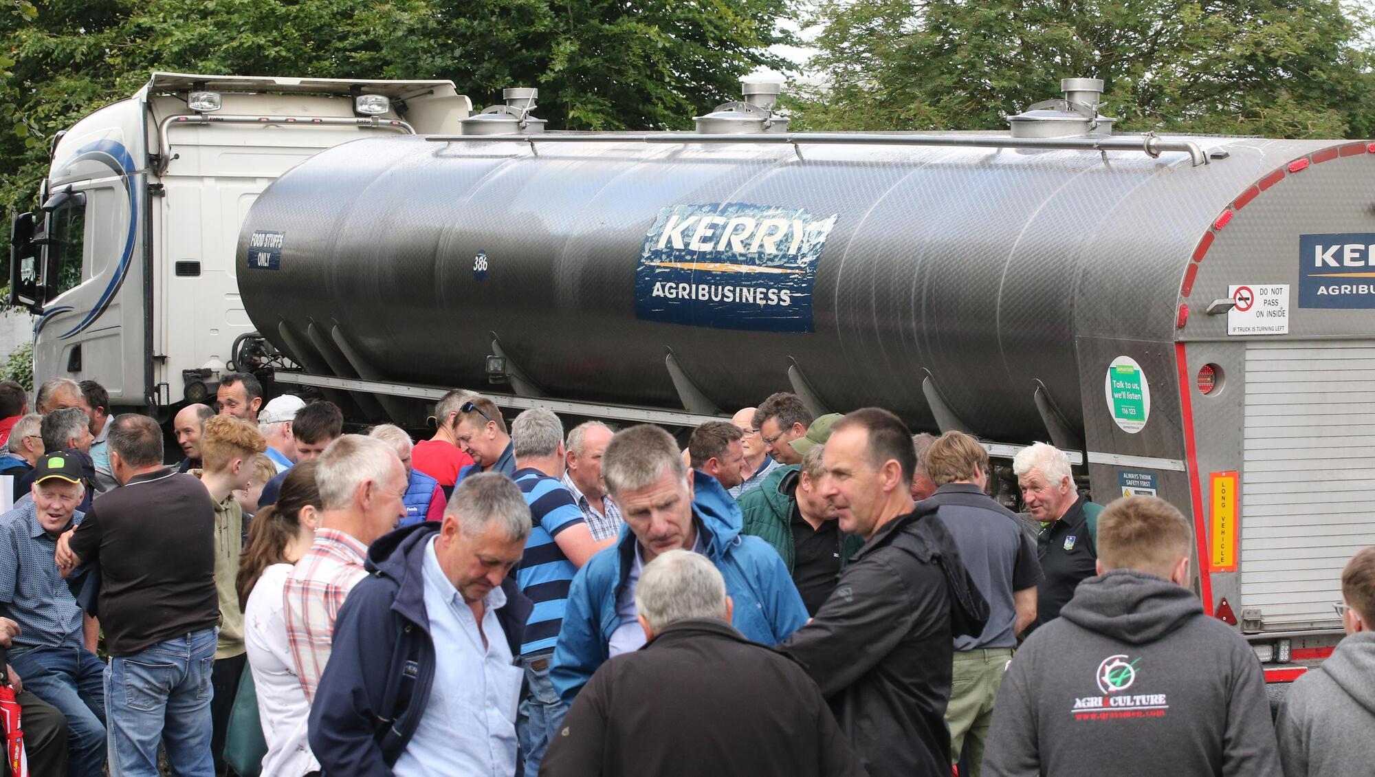 Last month, up to 500 dairy farmers gathered outside Kerry Group’s buildings in Charleville, Co Cork, to protest what they say is the "ridiculous" price being paid to farmers for milk. Picture: Brendan Gleeson