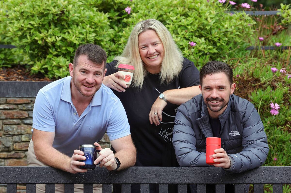 John Hallissey, Bean & Batch; Denise O'Sullivan, Dinis Cottage; and Dan O'Leary, Good Boy Coffee Roasters at the launch of Killarney Coffee Cup Project on Tuesday. John Hallissey, Bean & Batch; Denise O'Sullivan, Dinis Cottage; and Dan O'Leary, Good Boy Coffee Roasters at the launch of Killarney Coffee Cup Project on Tuesday.