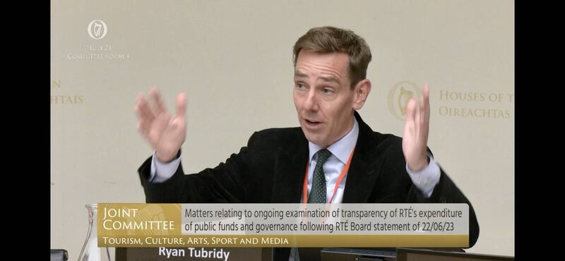 Ryan Tubridy said his good name has been dragged through the mud in recent weeks and strongly denies he was overpaid. Picture: Oireachtas TV Ryan Tubridy said his good name has been dragged through the mud in recent weeks and strongly denies he was overpaid. Picture: Oireachtas TV