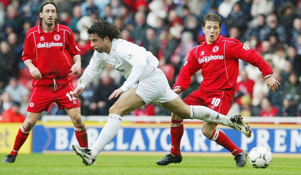 BRAZILIAN MAGIC: Ivan Campo of Bolton battles with Juninho of Boro during the FA Barclaycard Premiership match between Middlesbrough and Bolton Wanderers at The Riverside Stadium on April 3, 2004. Pic: Laurence Griffiths/Getty Images