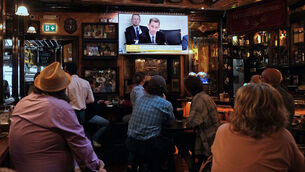 <p>Customers in Doheny &amp; Nesbitts on Lower Baggot St in Dublin watching the Oireachtas TV broadcast of Ryan Tubridy and Noel Kelly's  appearance at the first of two Oireachtas committees. Picture: Niall Carson/PA</p>