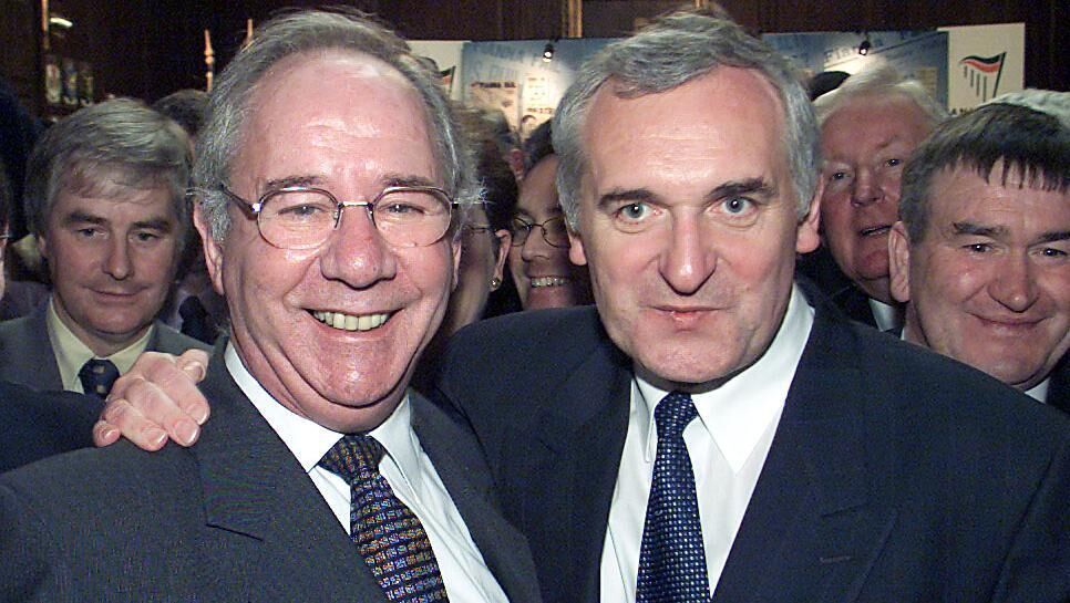 Former Fianna Fáil TD Ben Briscoe and former taoiseach Bertie Ahern. Picture: Billy Higgins