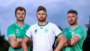 <p>ROAD TO WORLD CUP: Ireland internationals Peter O’Mahony, Iain Henderson and Ross Byrne are pictured at the launch of the new Canterbury jerseys, which are on sale now at Canterbury.com, and via Intersports Elverys, in store and on Elverys.ie. </p>