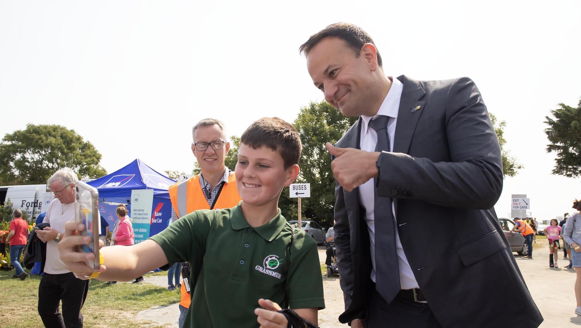 Taoiseach Leo Varadkar at an agricultural show in Co Wexford earlier this week with Conor Lynch from Passage East, Co Waterford. Picture: Mary Browne