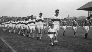 <p>HISTORY APLENTY: Derry captain Sean O'Connell leads his team during the pre-match parade. Kerry v Derry, All Ireland Senior Football Semi-Final, Croke Park, Dublin. Pic: Connolly Collection / SPORTSFILE</p>