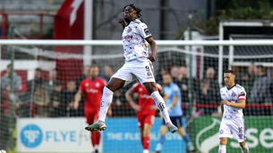<p class="contextmenu internal_Caption">SHARE OF THE SPOILS: Bohemians’ Jonathan Afolabi celebrates scoring a goal. Pic: ©INPHO/Laszlo Geczo</p>