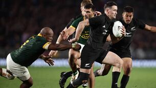 <p>TRY MERCHANT: Will Jordan of New Zealand makes a run during The Rugby Championship match between New Zealand and South Africa. Pic: Dave Rowland/Getty Images</p>