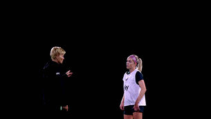 <p>VITAL COG: Manager Vera Pauw and Denise O'Sullivan. Pic: ©INPHO/Ryan Byrne</p>