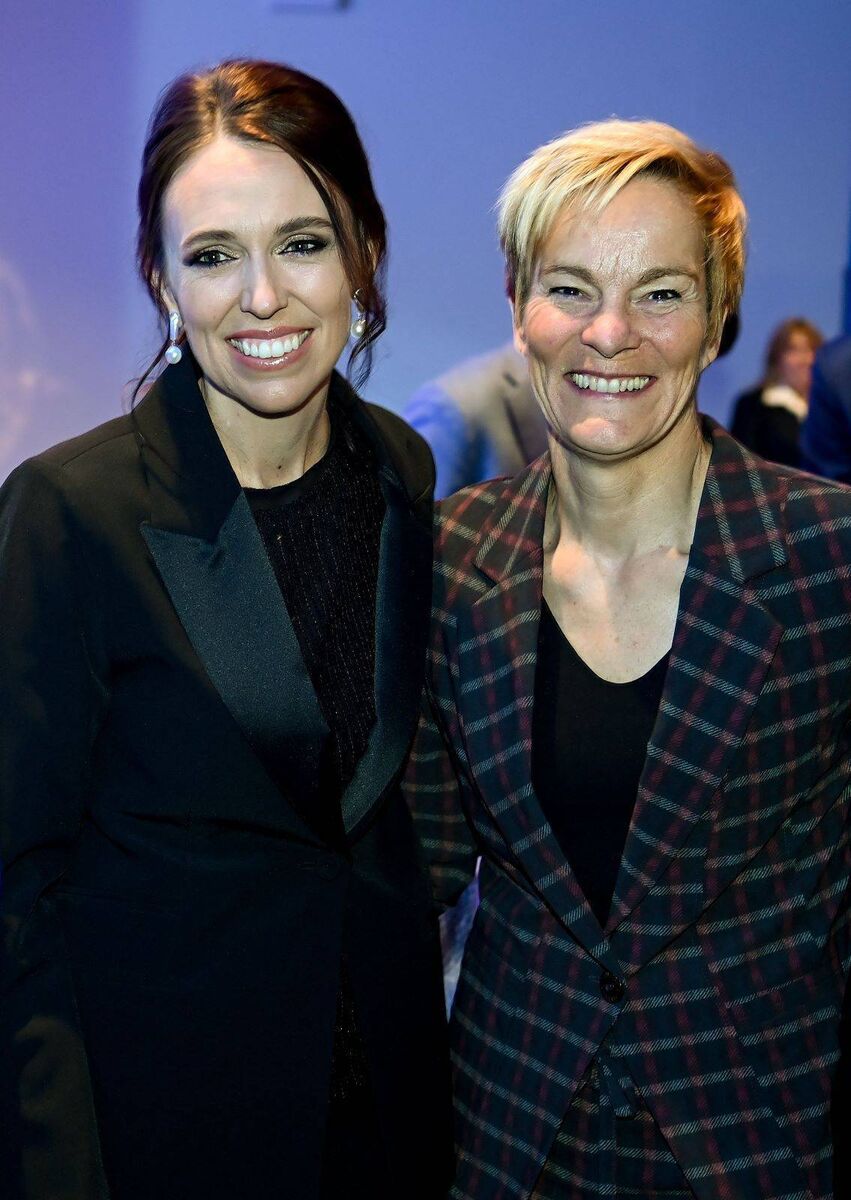 Two leaders: Ireland manager Vera Pauw and New Zeland prime minister Jacinda Ardern at the World Cup draw.
