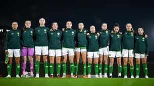 <p>SQUAD GOALS: Republic of Ireland players before the women's friendly match against Colombia. . Photo by Stephen McCarthy/Sportsfile</p>