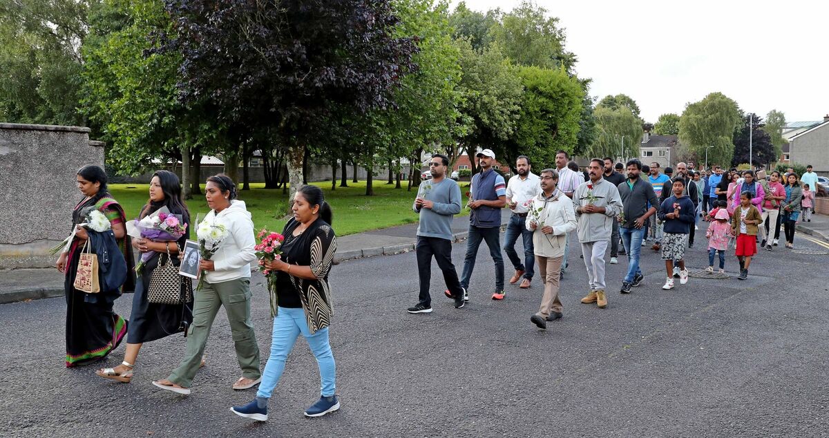 People gathered at this evening's vigil for Deepa Dinamani. Picture: Jim Coughlan People gathered at this evening's vigil for Deepa Dinamani. Picture: Jim Coughlan