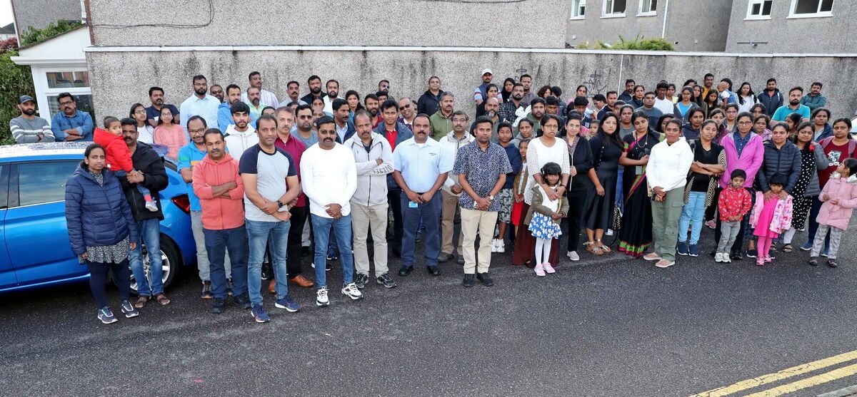 Cork Indian Community members gathered near the home of the late Deepa Dinamani. Picture: Jim Coughlan Cork Indian Community members gathered near the home of the late Deepa Dinamani. Picture: Jim Coughlan