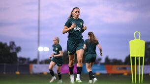 <p>LEADER: Katie McCabe during a Republic of Ireland training session ahead of the start of the FIFA Women's World Cup 2023. Photo by Stephen McCarthy/Sportsfile</p>