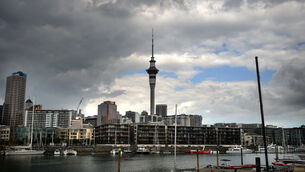 <p>General view of the Sky Tower and Viaduct Harbour, Auckland</p>
