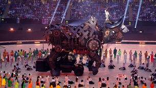 <p>LOAD OF BULL: The Raging Bull is wheeled in during the opening ceremony of the Birmingham 2022 Commonwealth Games at the Alexander Stadium, Birmingham. Pic: PA Wire</p>