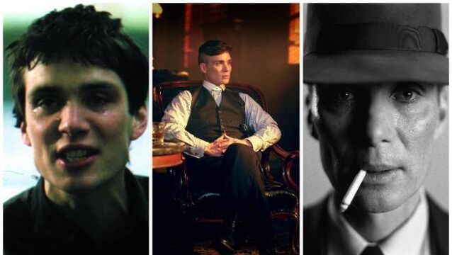 <p>Cillian Murphy in Disco Pigs, Peaky Blinders and Oppenheimer</p>