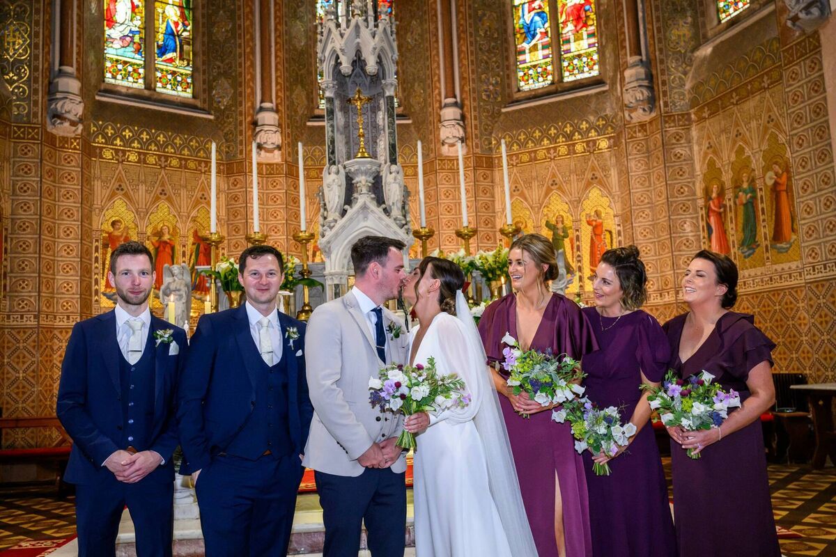 Bríd Collins and William Maybury with their wedding party. Pictures: Mark Coombes Bríd Collins and William Maybury with their wedding party. Pictures: Mark Coombes