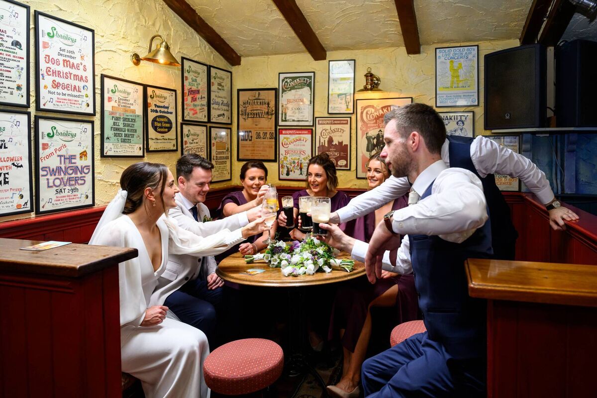 Bríd Collins and William Maybury with their wedding party. Pictures: Mark Coombes Bríd Collins and William Maybury with their wedding party. Pictures: Mark Coombes