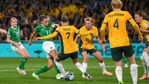 <p>BIG CHANCE: Katie McCabe of Republic of Ireland in action against Steph Catley of Australia during the FIFA Women's World Cup 2023 Group B match between Australia and Republic of Ireland at Stadium Australia in Sydney, Australia. Photo by Stephen McCarthy/Sportsfile</p>