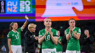 <p>Denise O'Sullivan after Ireland's defeat to Australia. More than half a million people watched the game on RTÉ. Picture: Stephen McCarthy/Sportsfile</p>