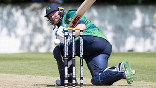 <p>SWEEP: Ireland’s Paul Stirling on his way to a fine 55 not out during the match as Ireland take on Denmark in the ICC World Cup Qualifier Europe at the Grange, Edinburgh. Pic: Cricket Scotland/Ian Jacobs</p>