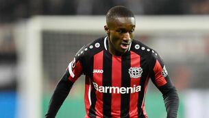 <p>ON THE MOVE: Moussa Diaby has left Bayer Leverkusen to join Aston Villa. Pic: PA Wire</p>