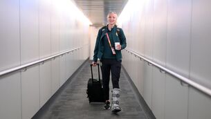 <p>Republic of Ireland's Louise Quinn at Brisbane Airport, Australia, ahead of the team's chartered flight to Perth for their FIFA Women's World Cup 2023 group match against Canada, on Wednesday. Photo by Stephen McCarthy/Sportsfile</p>