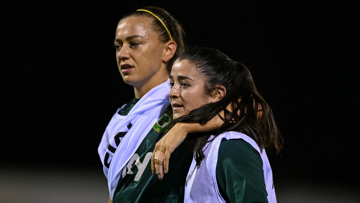 COYGIG: Marissa Sheva and Katie McCabe during a Republic of Ireland training session at Dorrien Gardens in Perth. Photo by Stephen McCarthy/Sportsfile