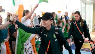 <p>WARM WELCOME: Denise O'Sullivan of Republic of Ireland at Perth Airport. Photo by Stephen McCarthy/Sportsfile</p>