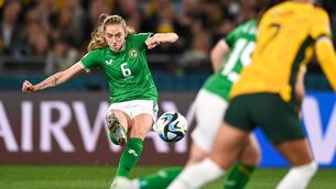 <p>DEAD-EYED: Megan Connolly of Republic of Ireland takes a free-kick late on in the FIFA Women's World Cup 2023 Group B match against Australia. Pic: Stephen McCarthy/Sportsfile</p>
