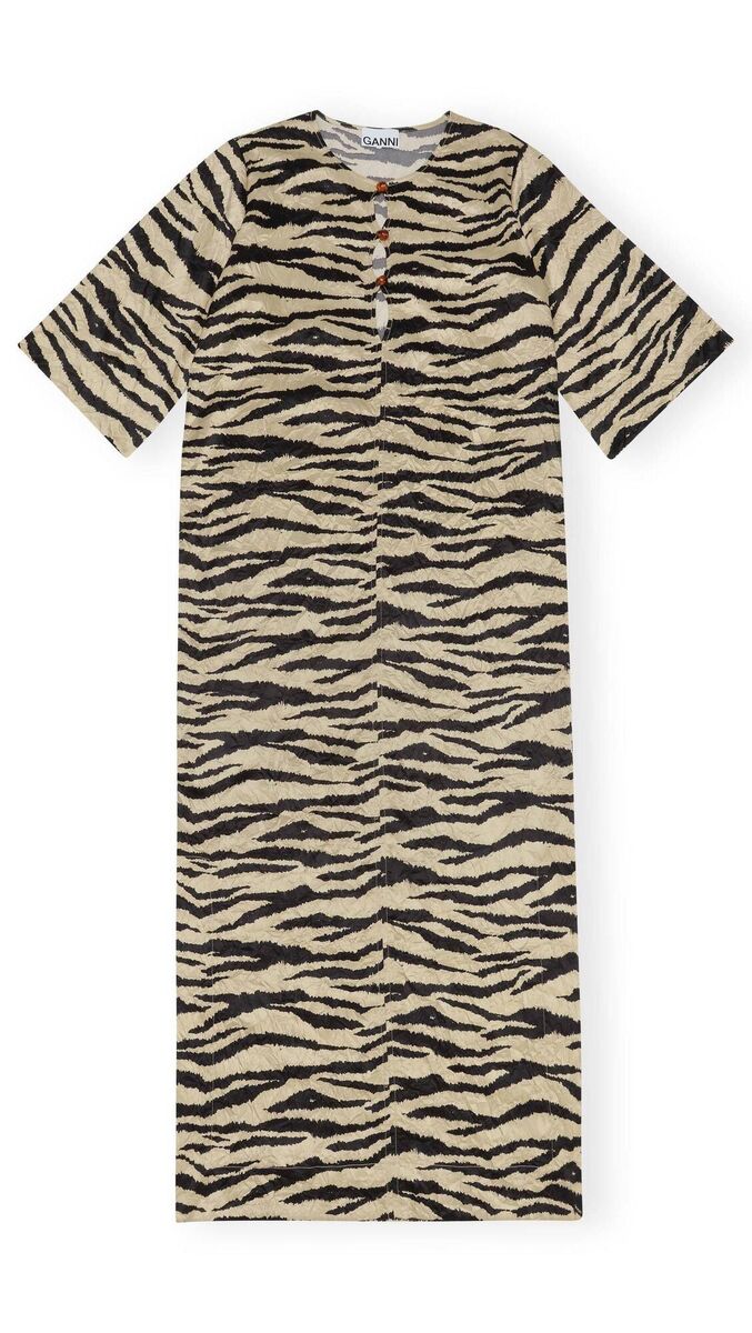 Crinkled satin maxi dress, Ganni, €345