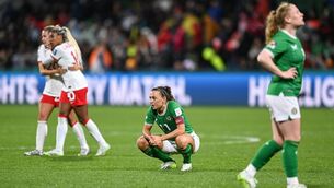 <p>HEARTBREAK: Republic of Ireland captain Katie McCabe after the final whistle following her side's defeat in the World Cup match against Canada at Perth Rectangular Stadium. Pic: Stephen McCarthy/Sportsfile</p>