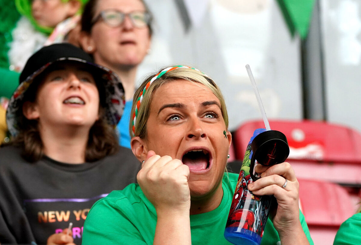 Fans at Dalymount Park, Dublin, watching a screening of the FIFA Women's World Cup 2023 Group B match between Canada and the Republic of Ireland. 