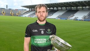 <p>IN HIS GRASP: Alan O'Donovan, Nemo Rangers at the launch of the Bon Secours Cork Football championships which start this weekend. Picture; Eddie O'Hare</p>