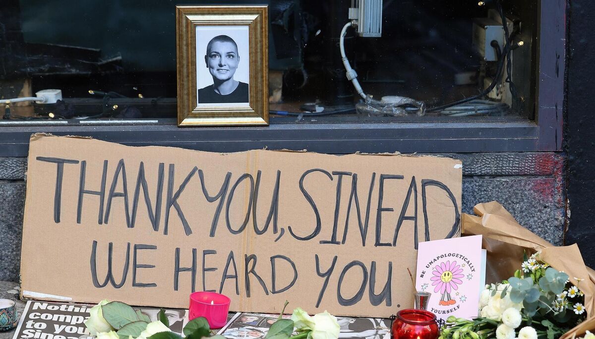 Tributes to Sinéad O'Connor at the Irish Rock 'n' Roll Museum in Dublin's Temple Bar. Picture: PA 