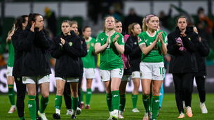 <p>POSTCARD FROM PERTH: Amber Barrett of Republic of Ireland and teammates after their side's defeat to Canada. Pic: Stephen McCarthy/Sportsfile</p>