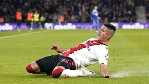 <p>ALL ADDS UP: Southampton's Carlos Alcaraz celebrates. Pic: Andrew Matthews/PA Wire.</p>