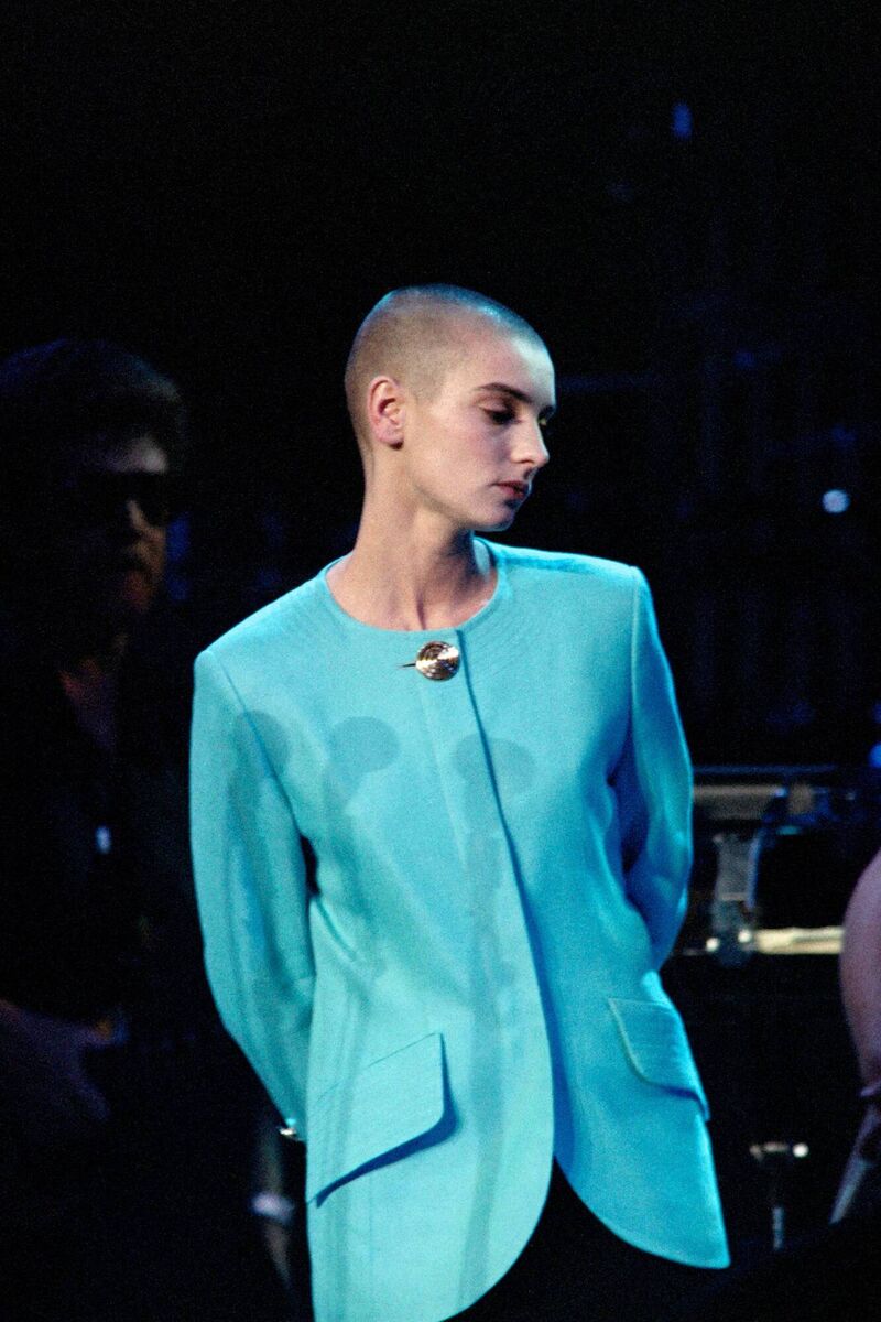 Sinéad O'Connor during her appearance at an all-star tribute to the music of Bob Dylan in October 1992 at Madison Square Garden where she was booed by the audience. Photo: Maria Bastone/AFP via Getty