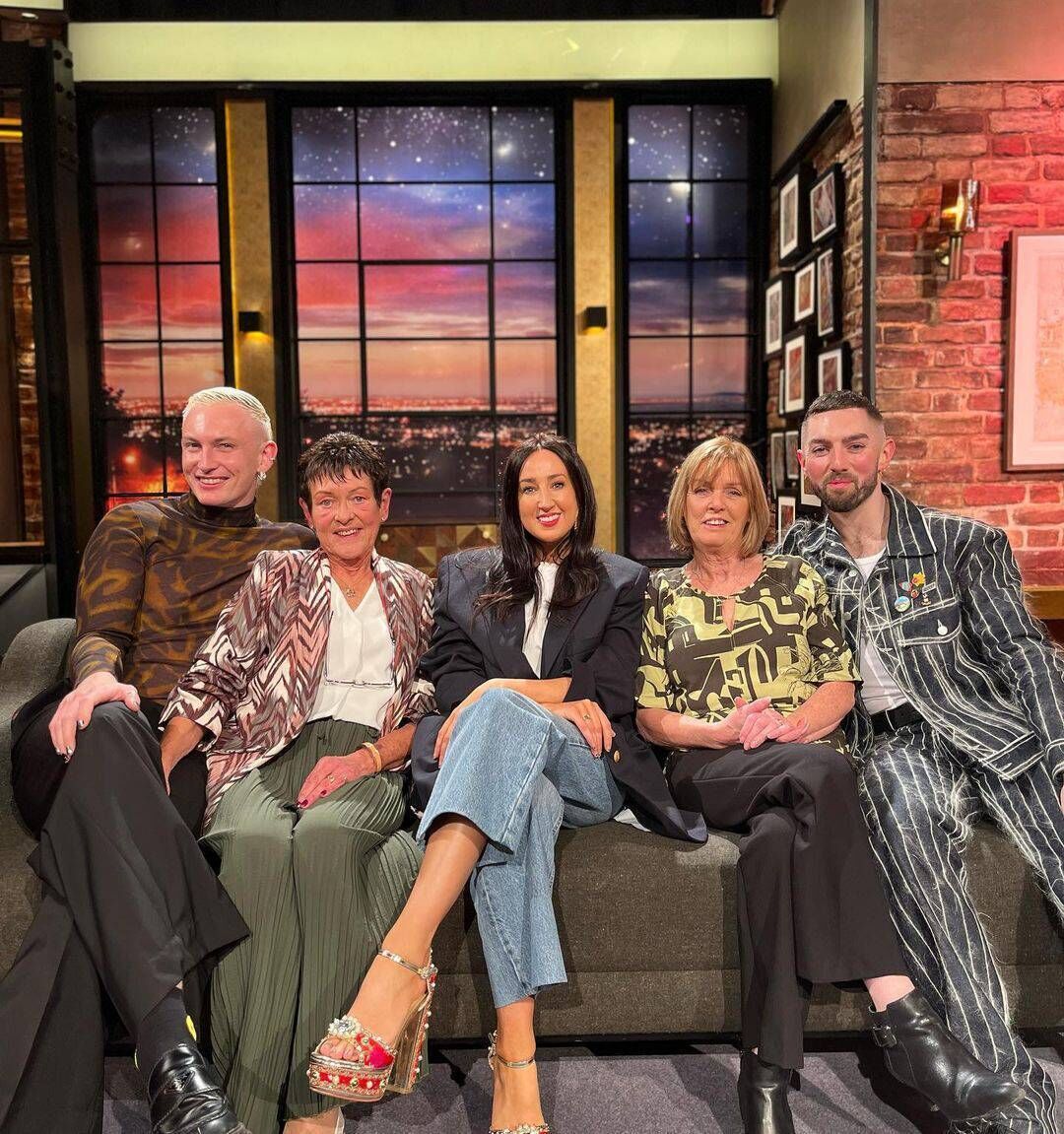 PJ Kirby with mother Nuala and other guests on the Late Late Show PJ Kirby with mother Nuala and other guests on the Late Late Show