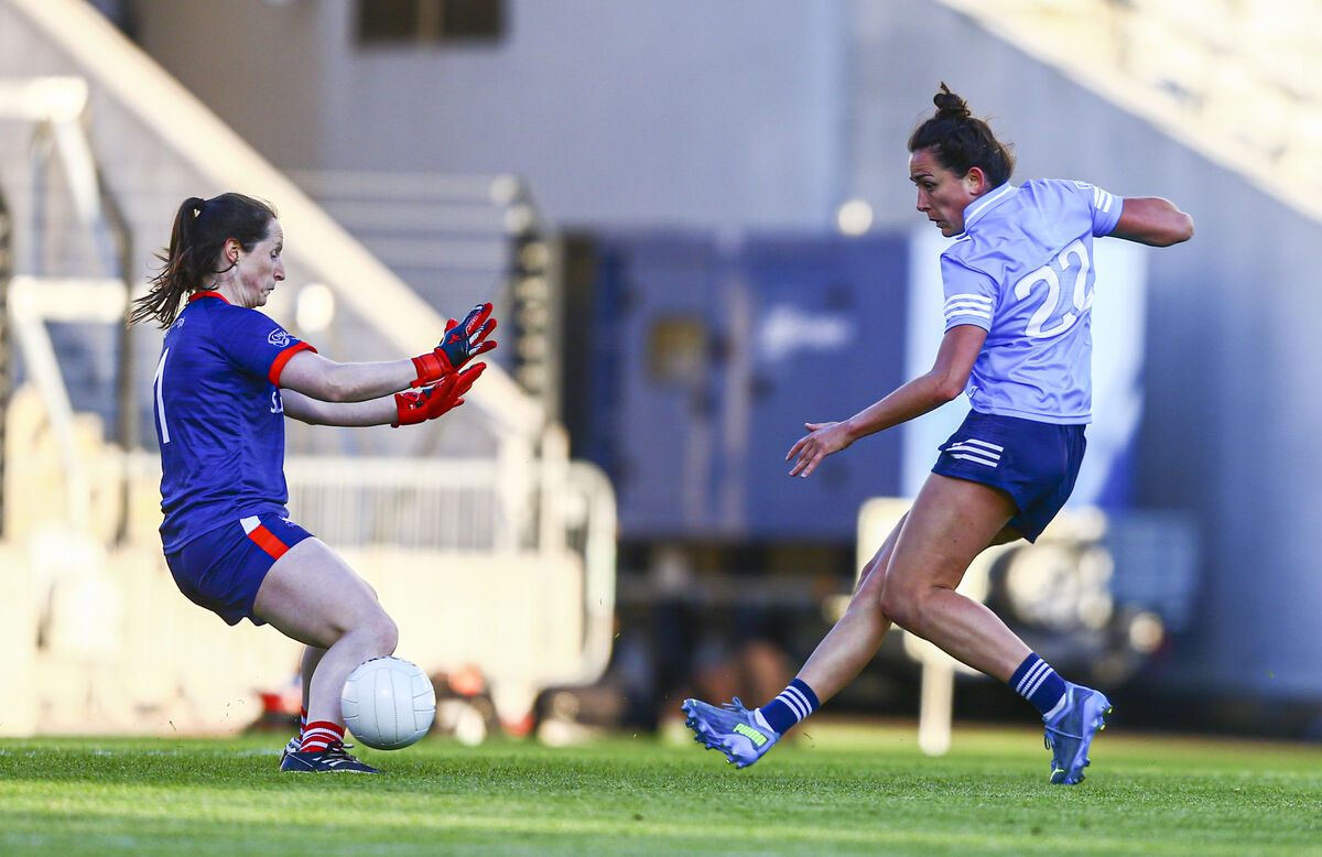 LAST LINE OF DEFENCE: Dublin's Niamh McEvoy shoots past Martina O'Brien of Cork