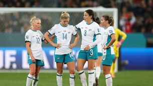 <p>DUNEDIN, NEW ZEALAND - JULY 30: New Zealand players show dejection after the scoreless draw confirming the elimination from the tournament following the FIFA Women's World Cup Australia &amp; New Zealand 2023 Group A match between Switzerland and New Zealand at Dunedin Stadium on July 30, 2023 in Dunedin, New Zealand. (Photo by Lars Baron/Getty Images)</p>
