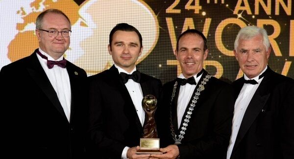 From left: Declan Daly, division manager, John Crotty, Spike Island manager, County Mayor Cllr Declan Hurley, and David Keane, former county engineer, with the ‘Top European Attraction’ award.