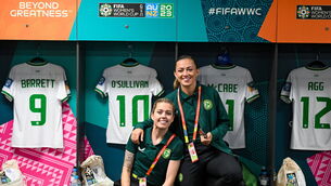 <p>OUT ON A HIGH: Katie McCabe, right, and Denise O'Sullivan of Republic of Ireland before the FIFA Women's World Cup 2023 Group B match versus Nigeria at Brisbane Stadium. Picture: Stephen McCarthy/Sportsfile</p>