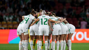<p>ALL SQUARE: Republic of Ireland team huddle prior to the FIFA Women's World Cup 2023, Group B match at Brisbane Stadium.</p>