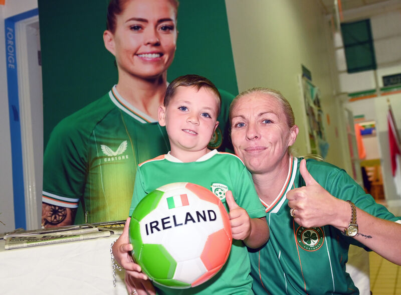  (Left to right) Cayden Cullen and Stacy Cullinane watching today's game. Picture: Eddie O'Hare