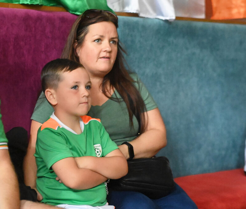 (Left to right) Cayden and Martina Cullen watching today's game. Picture: Eddie O'Hare