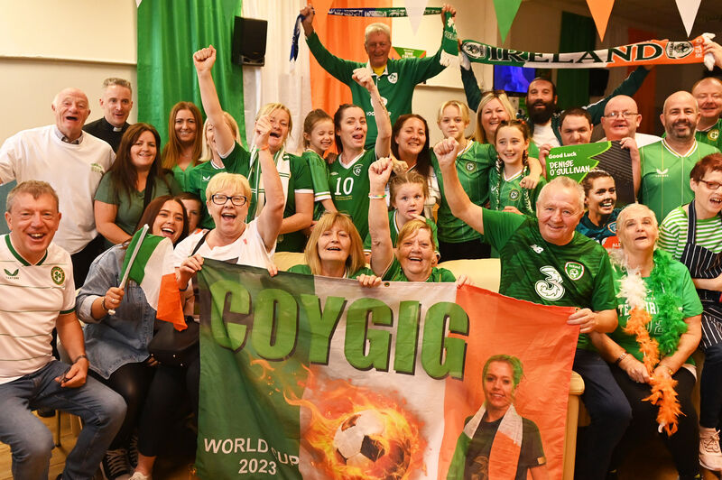 Denise's mother, Nuala O'Sullivan, with family and friends watching the final World cup group stage game against Nigeria at the Knocknaheeny/Hollyhill youth centre. Picture: Eddie O'Hare