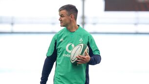<p>Johnny Sexton at Ireland's High-Performance Centre in Blanchardstown on Tuesday.</p>