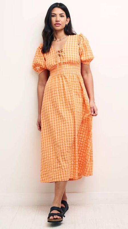 Nobody's Child Pure Cotton Gingham Midi Waisted Dress, M&amp;S, €95