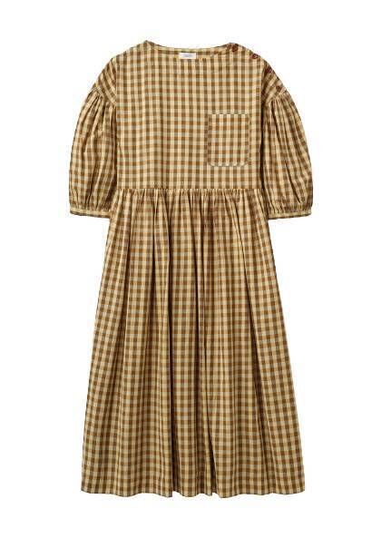 Gathered Sleeve Shore Gingham Dress, Toast, was €265; now €105 Gathered Sleeve Shore Gingham Dress, Toast, was €265; now €105